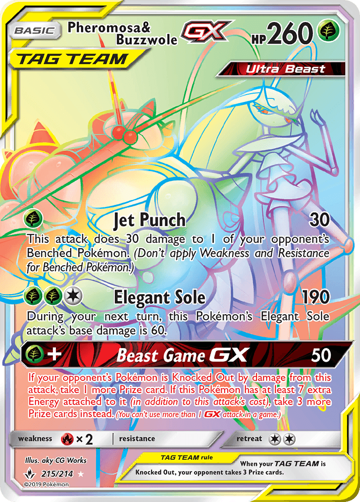 Pheromosa & Buzzwole GX, carta 215 de Unbroken Bonds