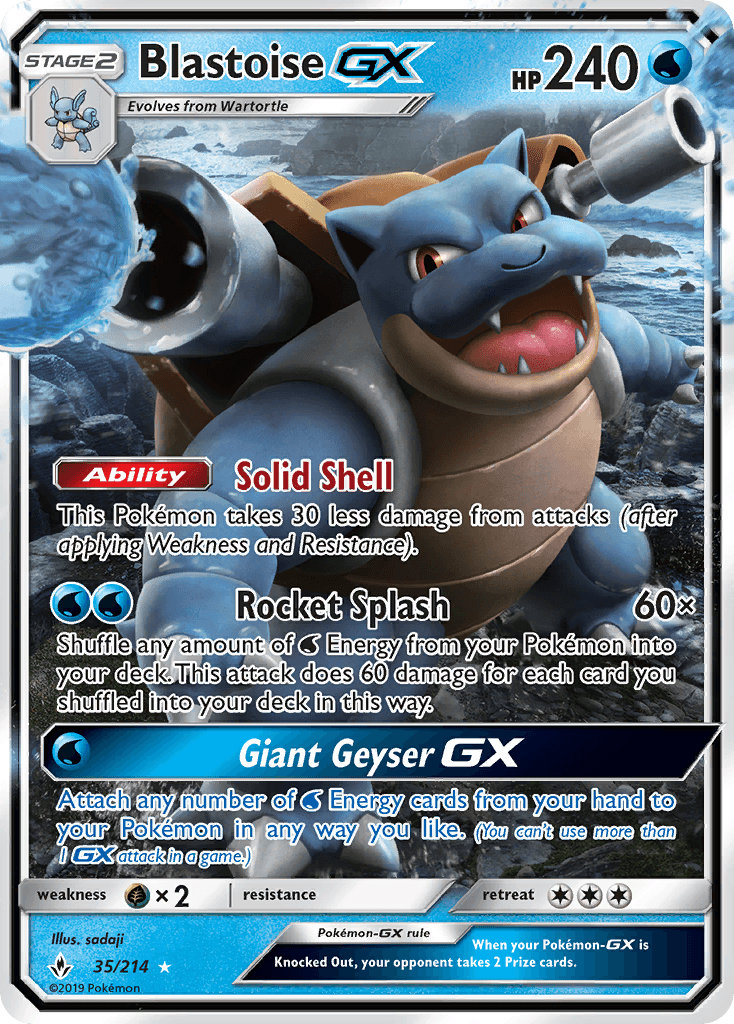 Blastoise GX, carta 35 de Unbroken Bonds