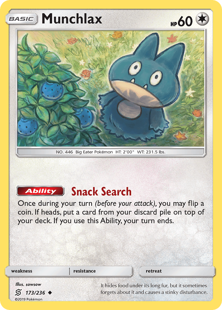 Munchlax, carta 173 de Unified Minds