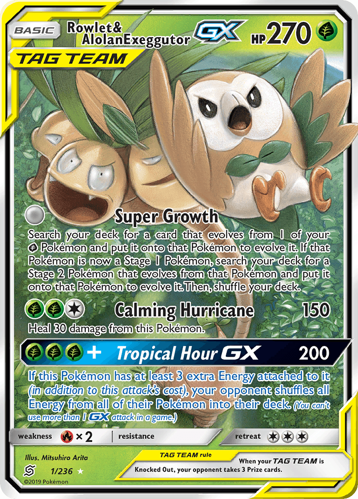 Rowlet & Alolan Exeggutor GX, carta 1 de Unified Minds