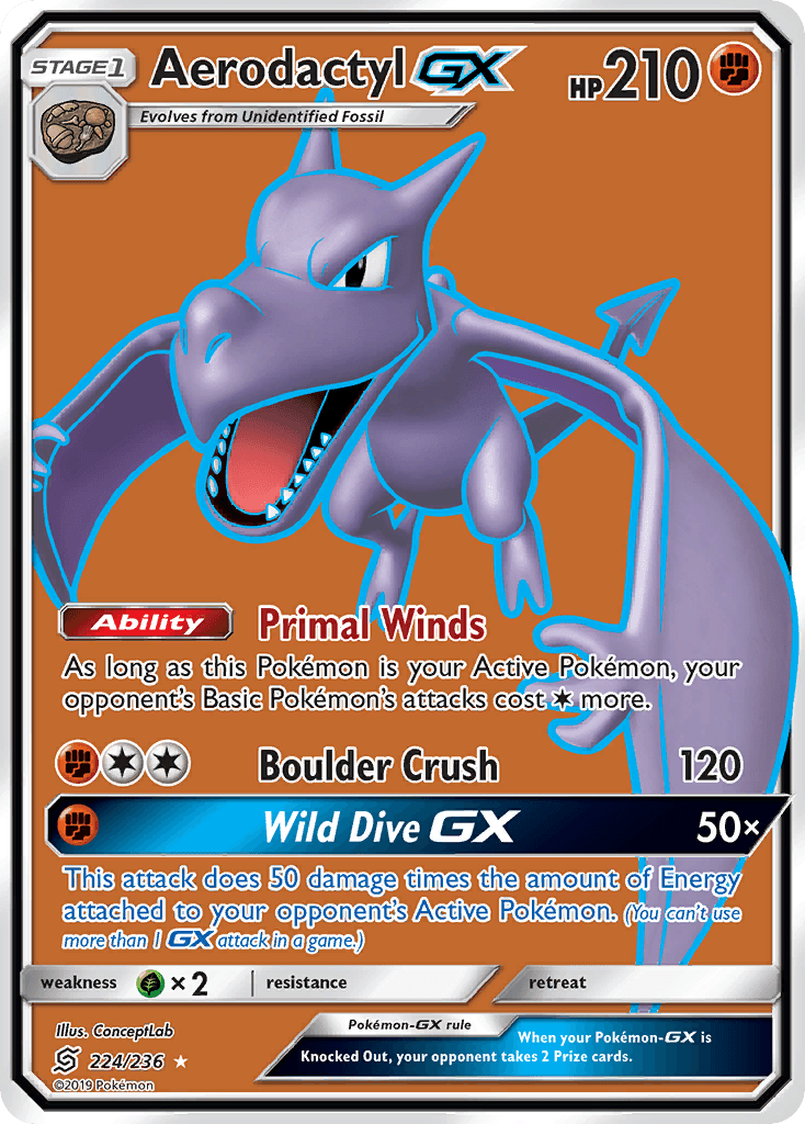 Aerodactyl GX, carta 224 de Unified Minds