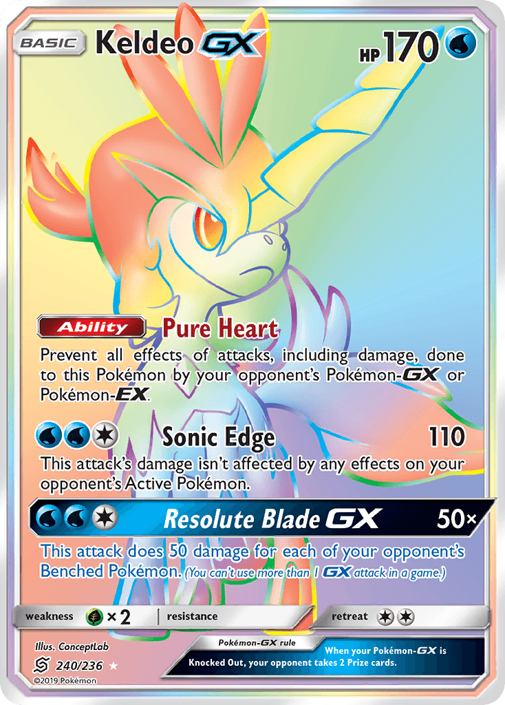 Keldeo GX, carta 240 de Unified Minds