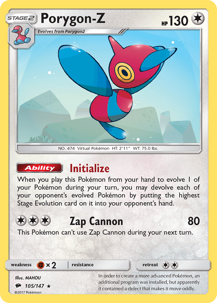 Porygon-Z, carta 105 de Burning Shadows