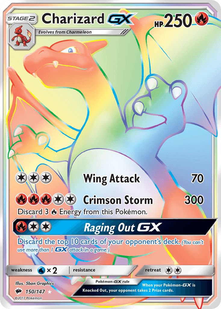 Charizard GX, carta 150 de Burning Shadows