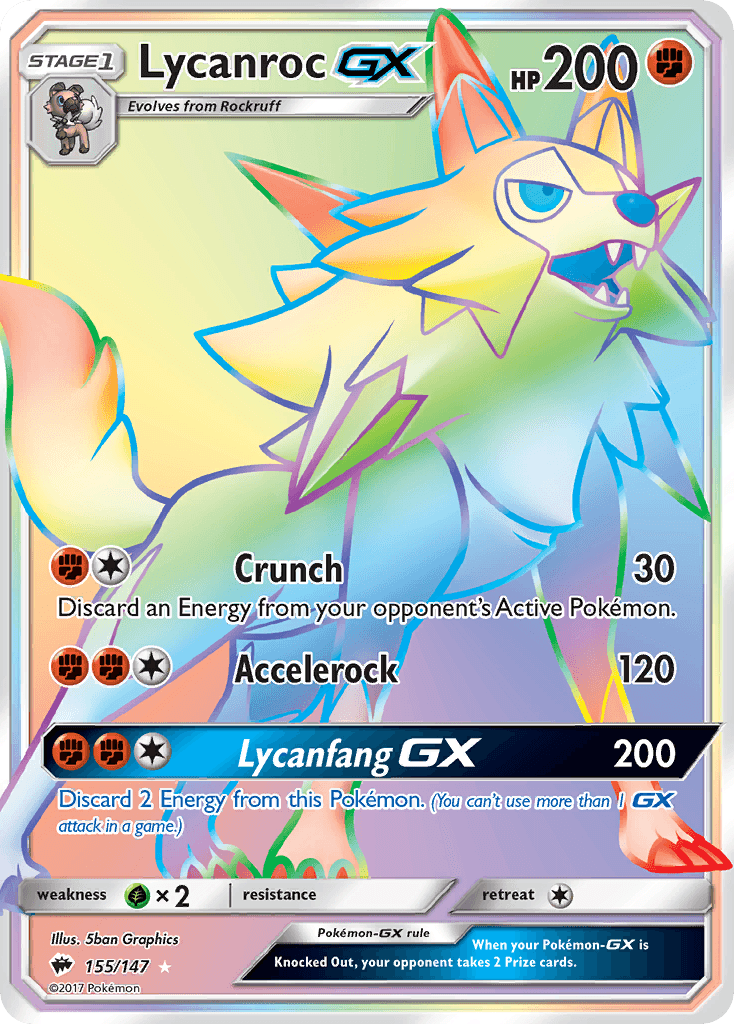 Lycanroc GX, carta 155 de Burning Shadows