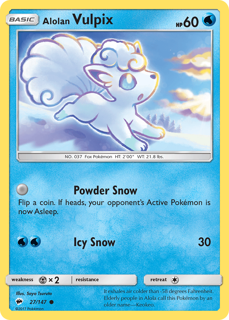Alolan Vulpix, carta 27 de Burning Shadows