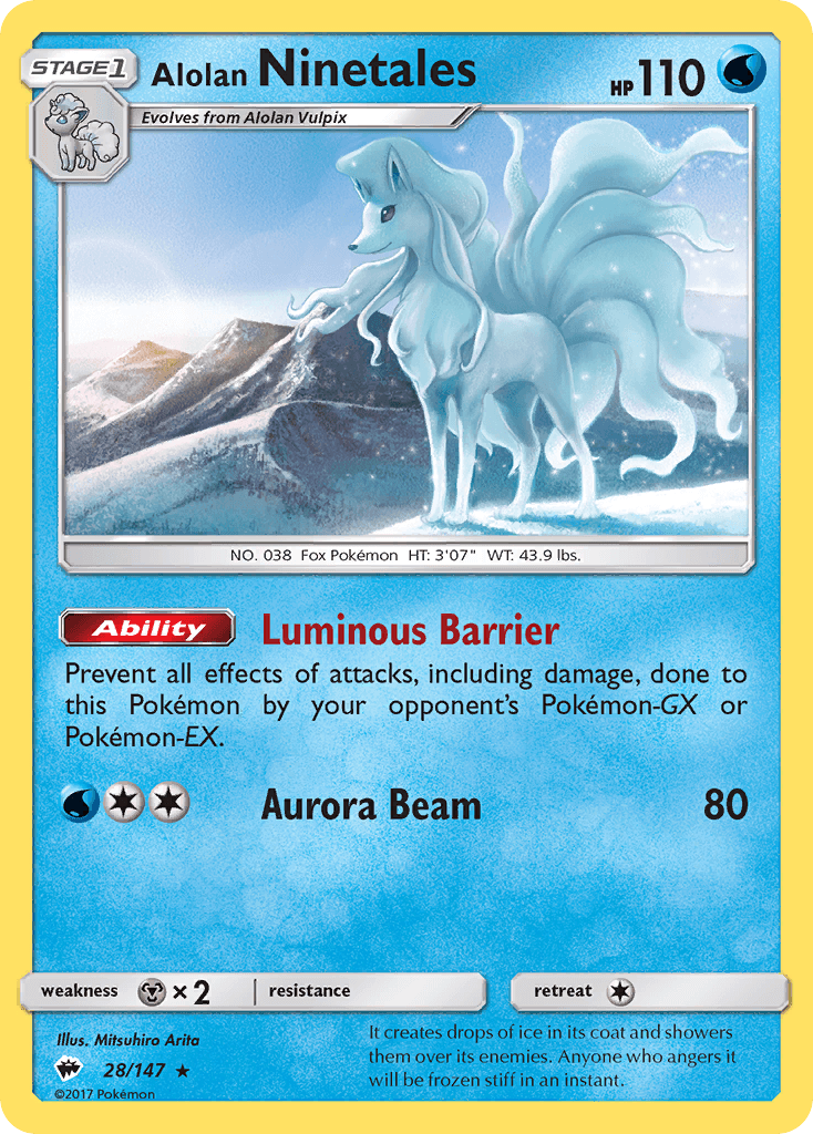 Alolan Ninetales, carta 28 de Burning Shadows