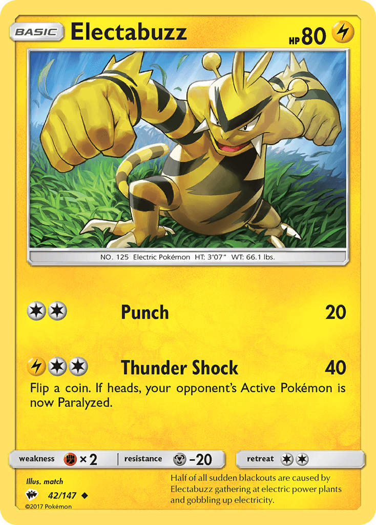 Electabuzz, carta 42 de Burning Shadows