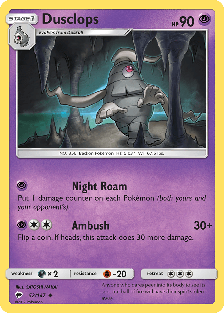 Dusclops, carta 52 de Burning Shadows