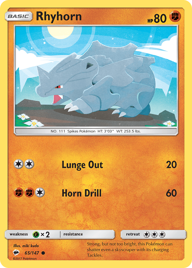 Rhyhorn, carta 65 de Burning Shadows