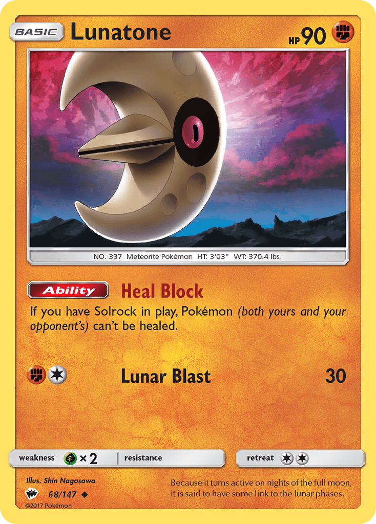 Lunatone, carta 68 de Burning Shadows