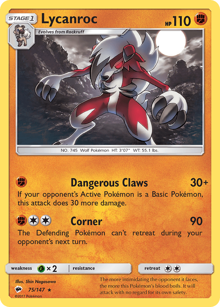 Lycanroc, carta 75 de Burning Shadows