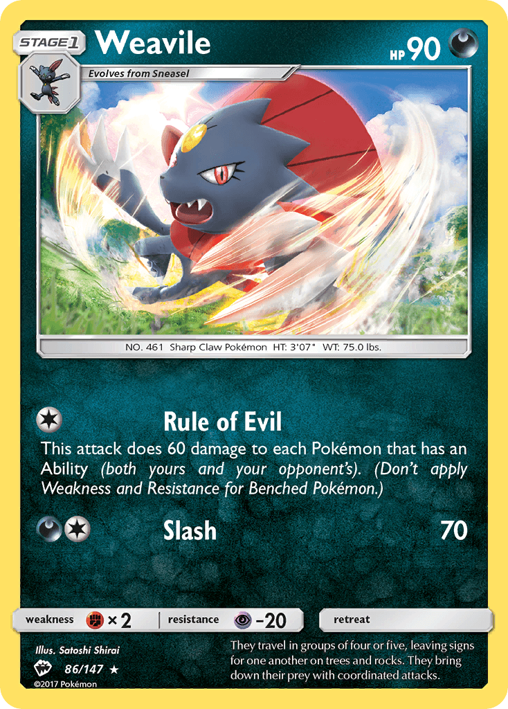 Weavile, carta 86 de Burning Shadows