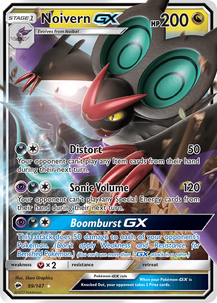 Noivern GX, carta 99 de Burning Shadows