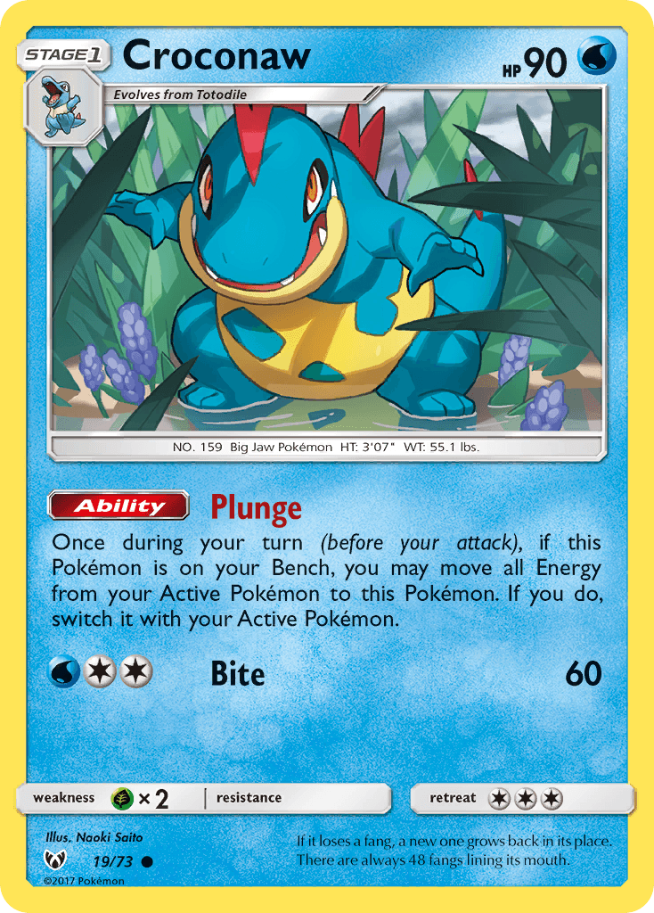 Croconaw, carta 19 de Shining Legends