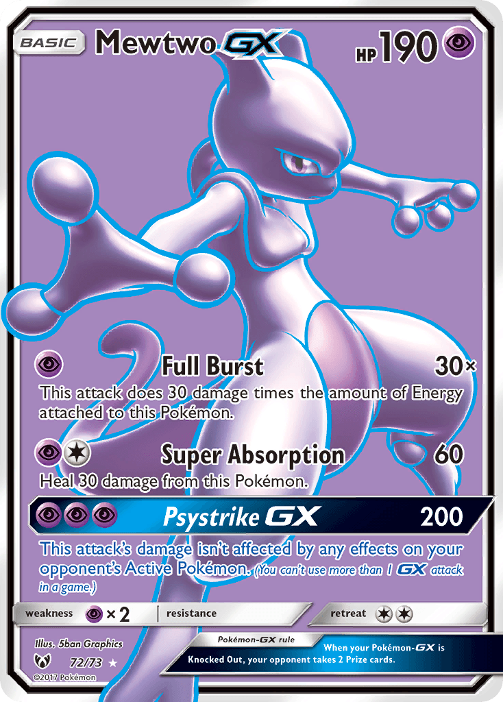Mewtwo GX, carta 72 de Shining Legends