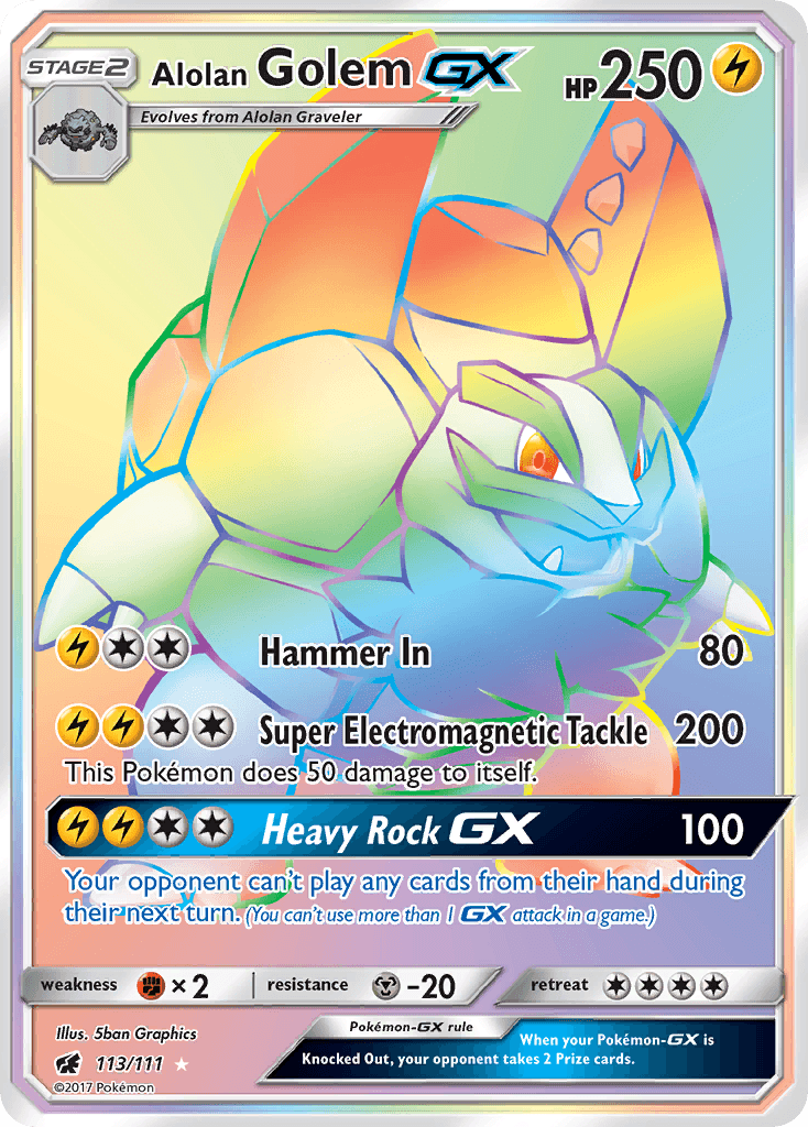 Alolan Golem GX, carta 113 de Crimson Invasion