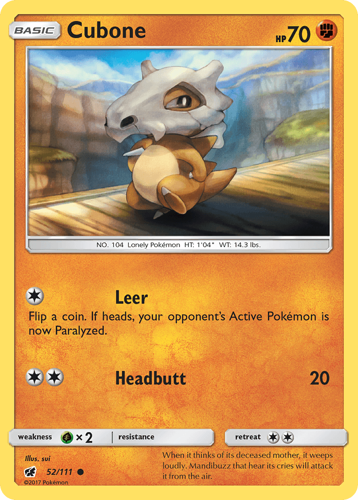 Cubone, carta 52 de Crimson Invasion