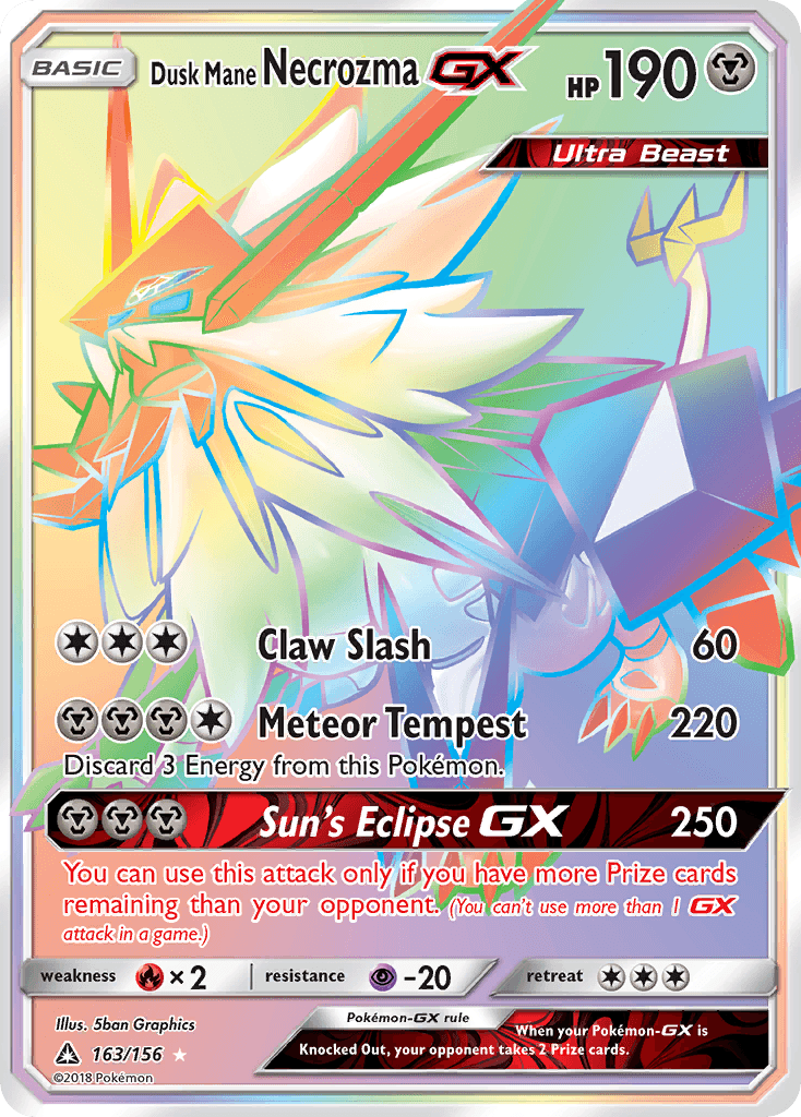 Dusk Mane Necrozma GX, carta 163 de Ultra Prism