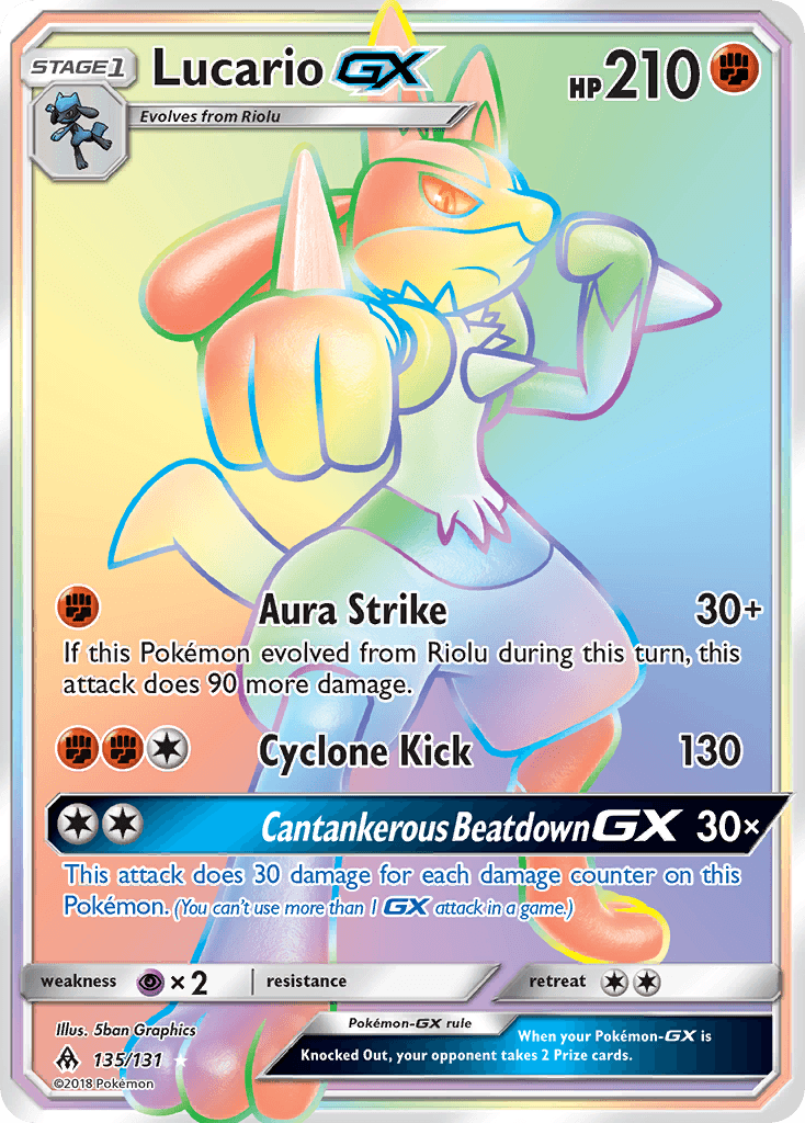 Lucario GX, carta 135 de Forbidden Light