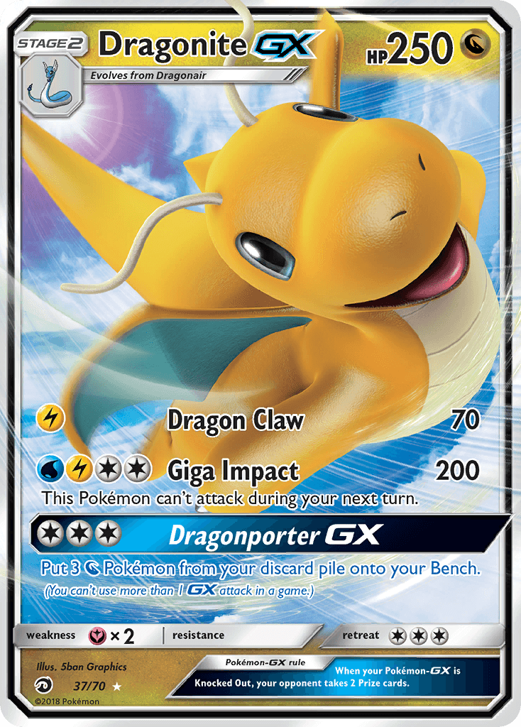 Dragonite GX, carta 37 de Dragon Majesty