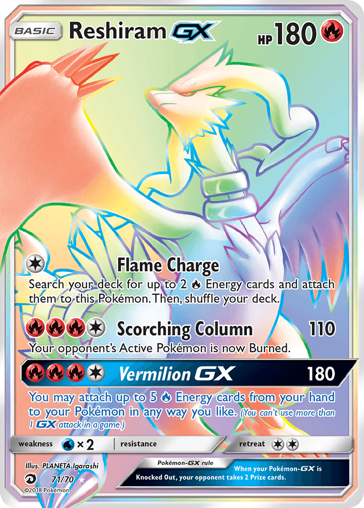 Reshiram GX, carta 71 de Dragon Majesty