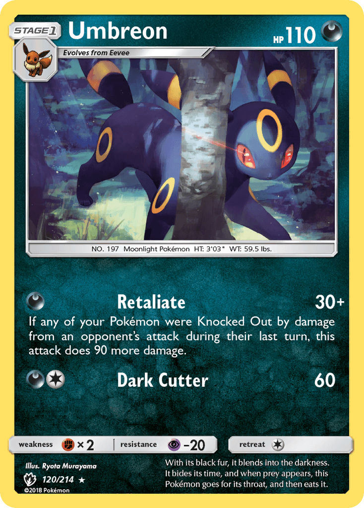 Umbreon, carta 120 de Lost Thunder
