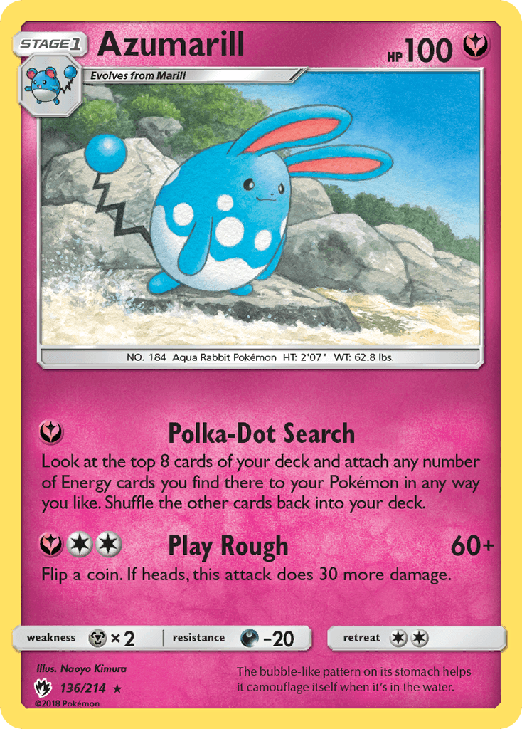 Azumarill, carta 136 de Lost Thunder
