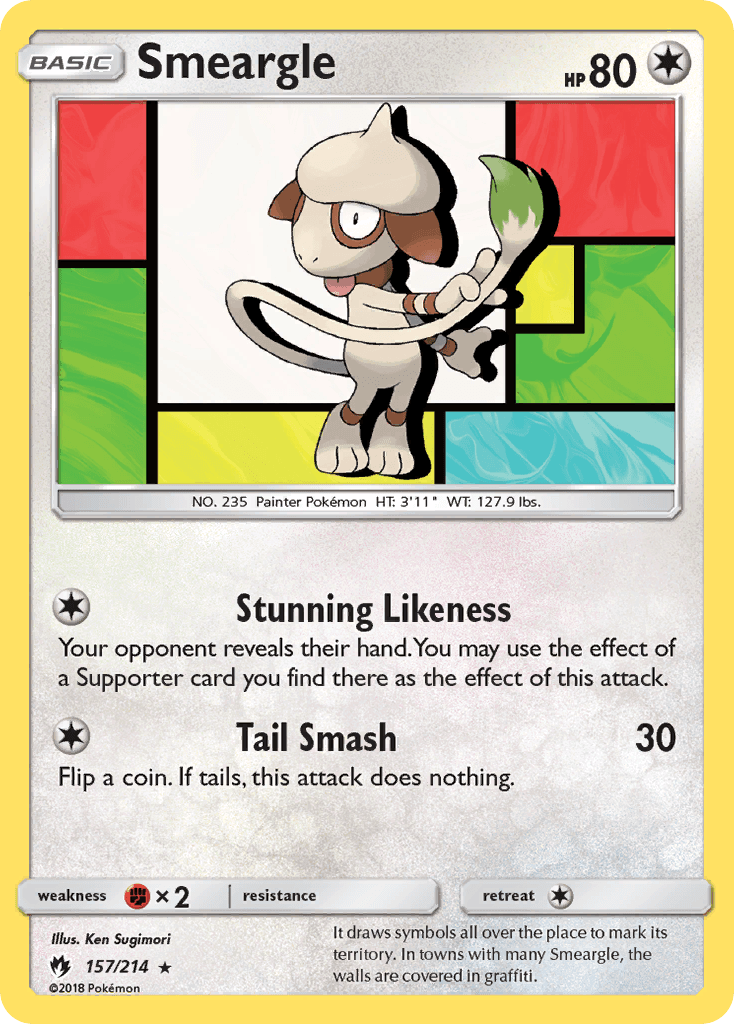 Smeargle, carta 157 de Lost Thunder