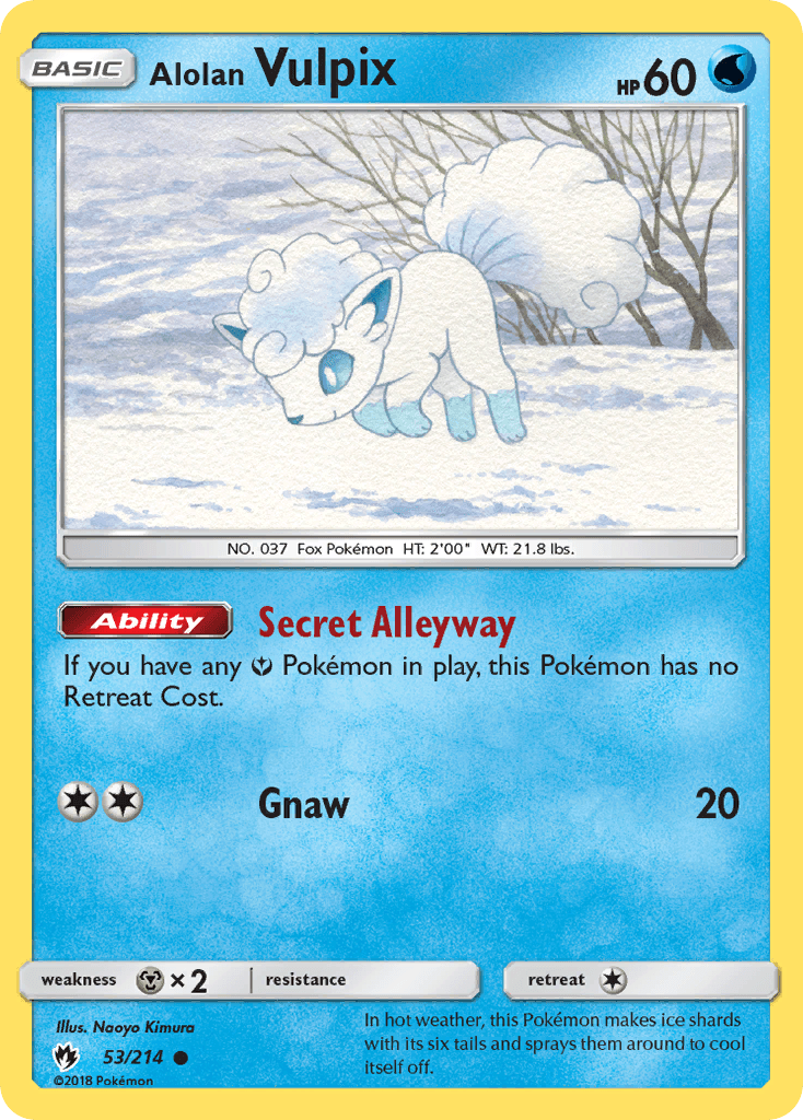 Alolan Vulpix, carta 53 de Lost Thunder