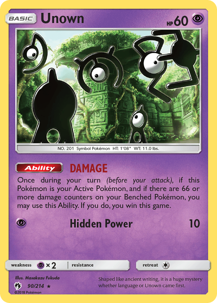 Unown, carta 90 de Lost Thunder