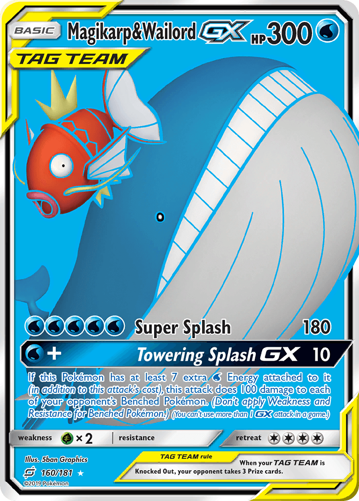 Magikarp & Wailord GX, carta 160 de Team Up