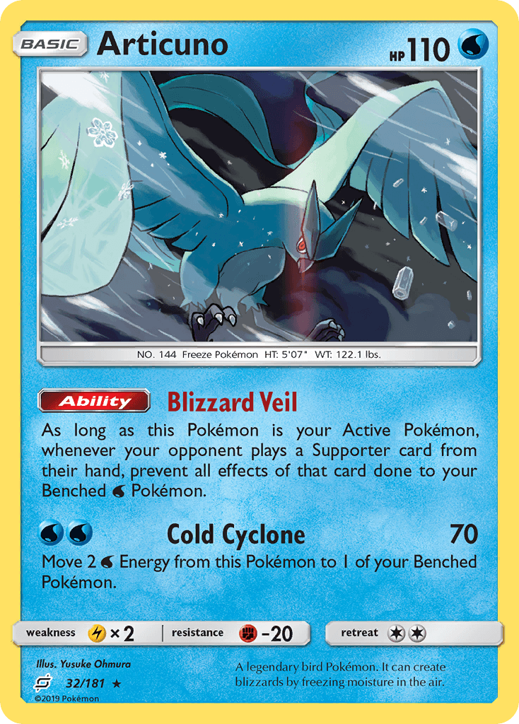 Articuno, carta 32 de Team Up