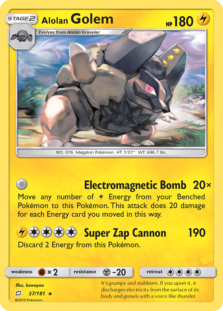 Alolan Golem, carta 37 de Team Up
