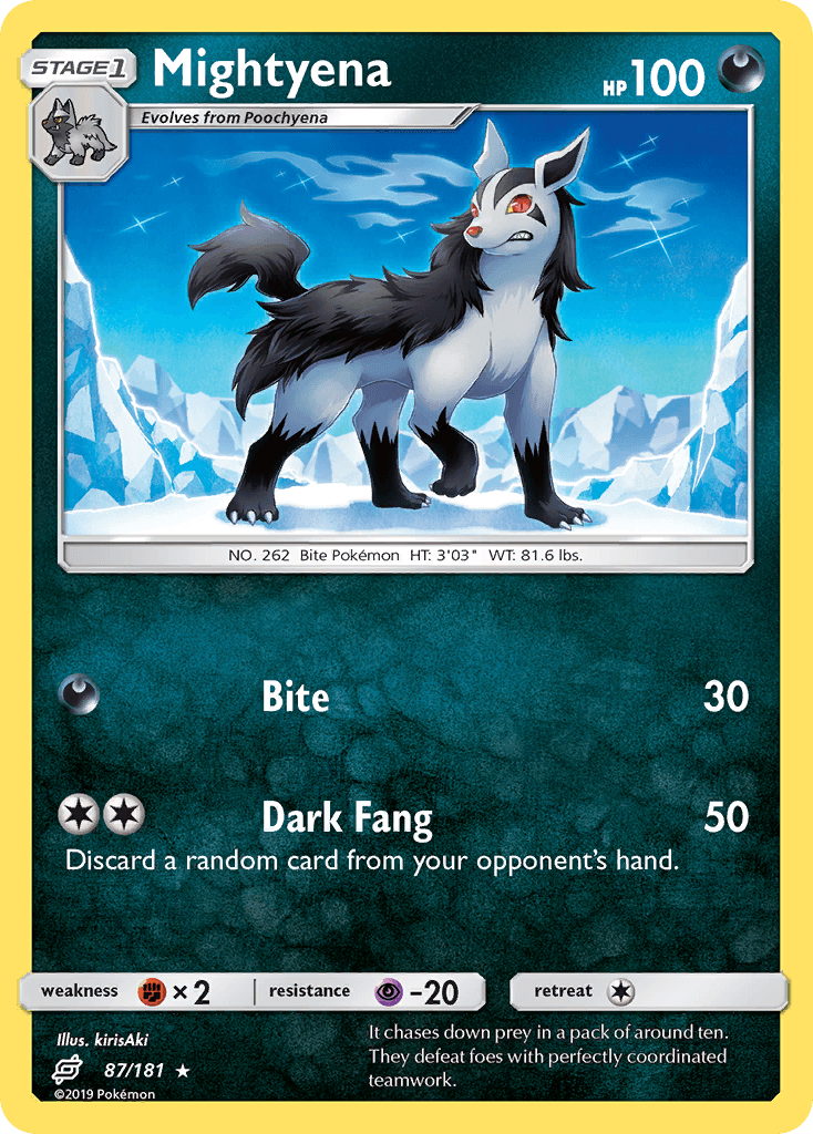 Mightyena, carta 87 de Team Up