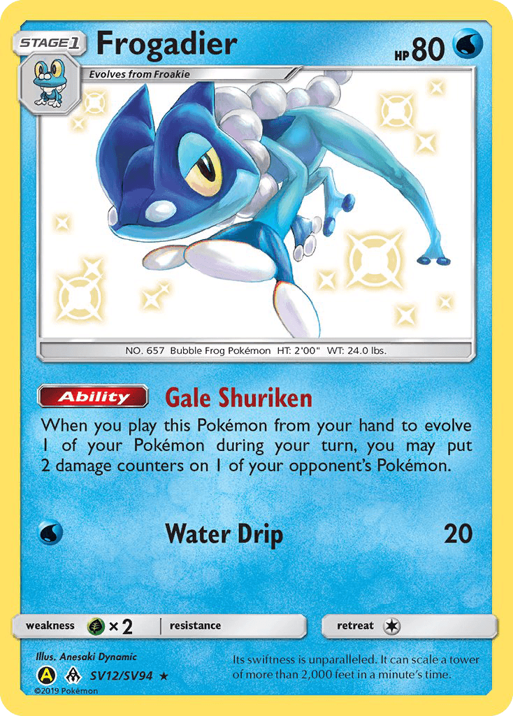Frogadier, carta SV12 de Hidden Fates Shiny Vault