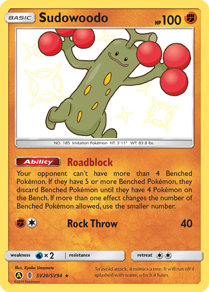 Sudowoodo, carta SV20 de Hidden Fates Shiny Vault
