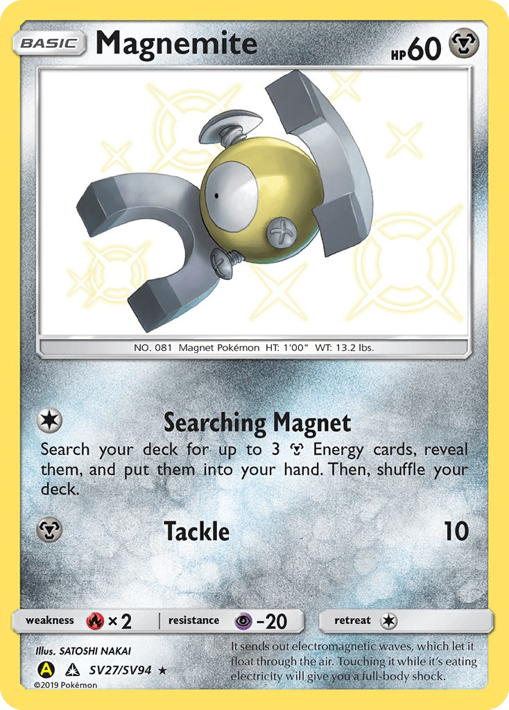 Magnemite, carta SV27 de Hidden Fates Shiny Vault