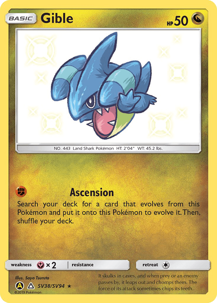 Gible, carta SV38 de Hidden Fates Shiny Vault
