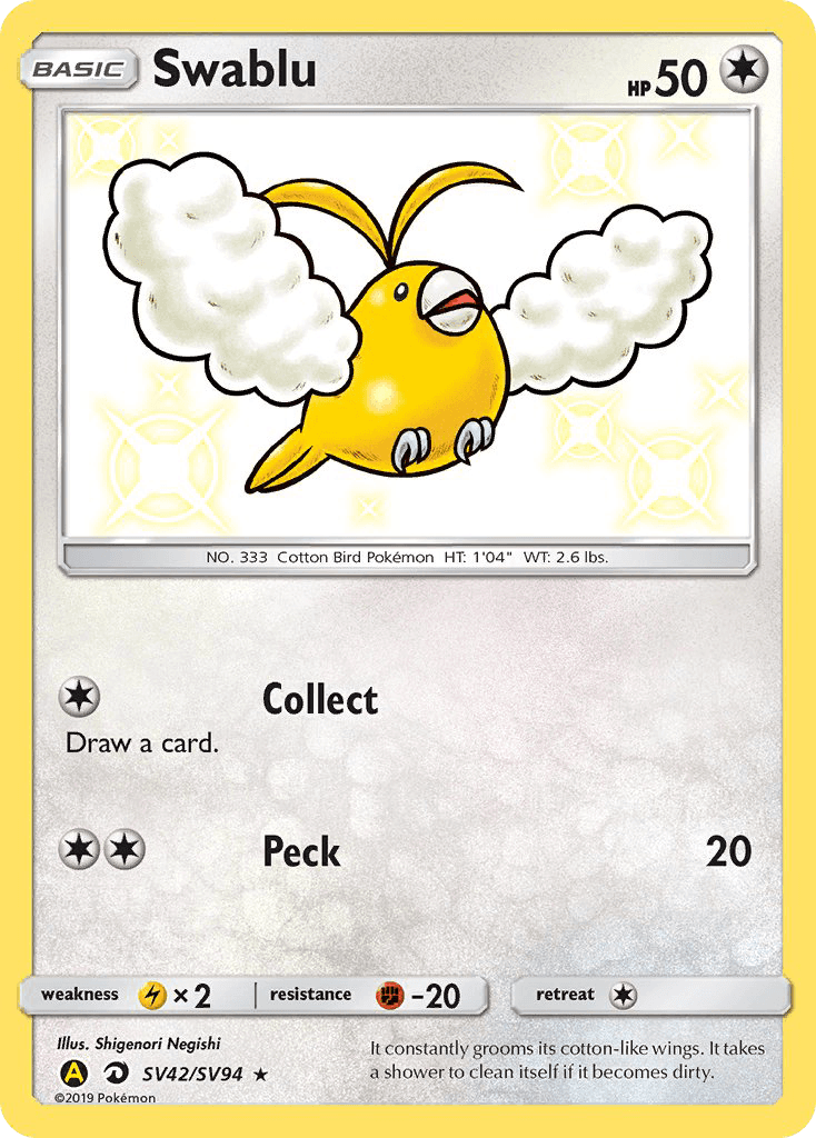 Swablu, carta SV42 de Hidden Fates Shiny Vault