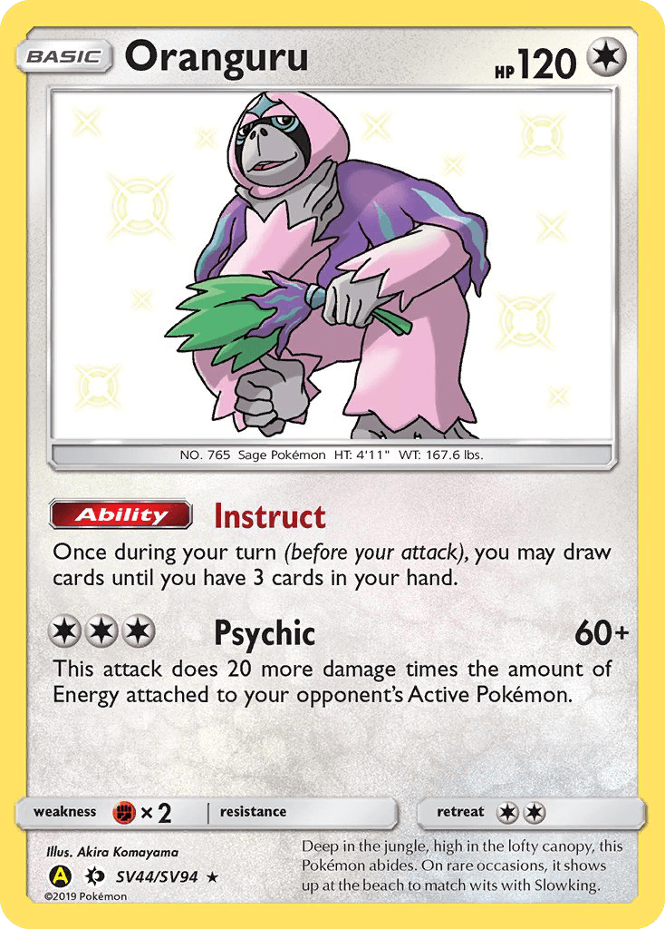 Oranguru, carta SV44 de Hidden Fates Shiny Vault