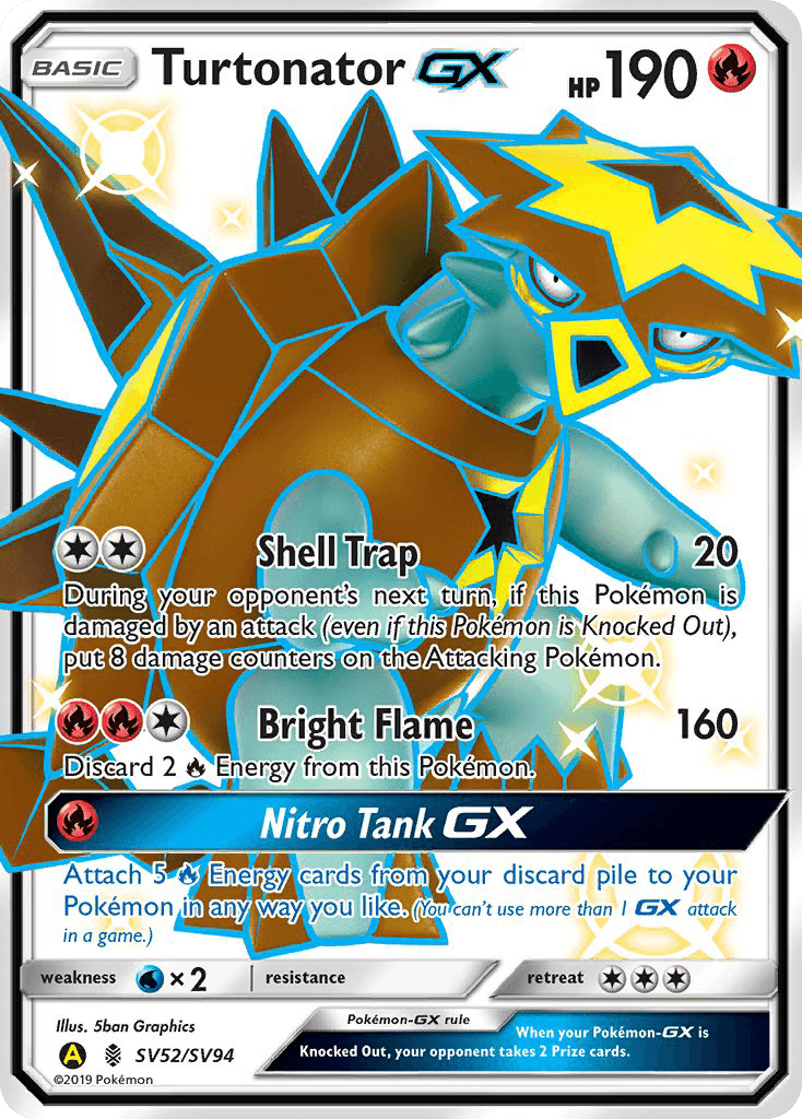 Turtonator-GX, carta SV52 de Hidden Fates Shiny Vault