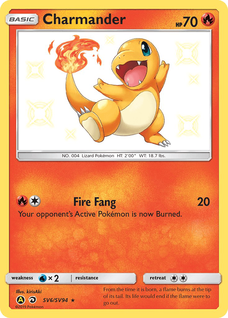 Charmander, carta SV6 de Hidden Fates Shiny Vault