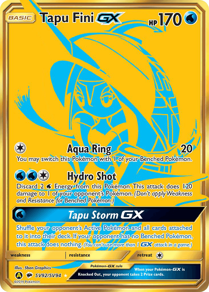 Tapu Fini-GX, carta SV92 de Hidden Fates Shiny Vault
