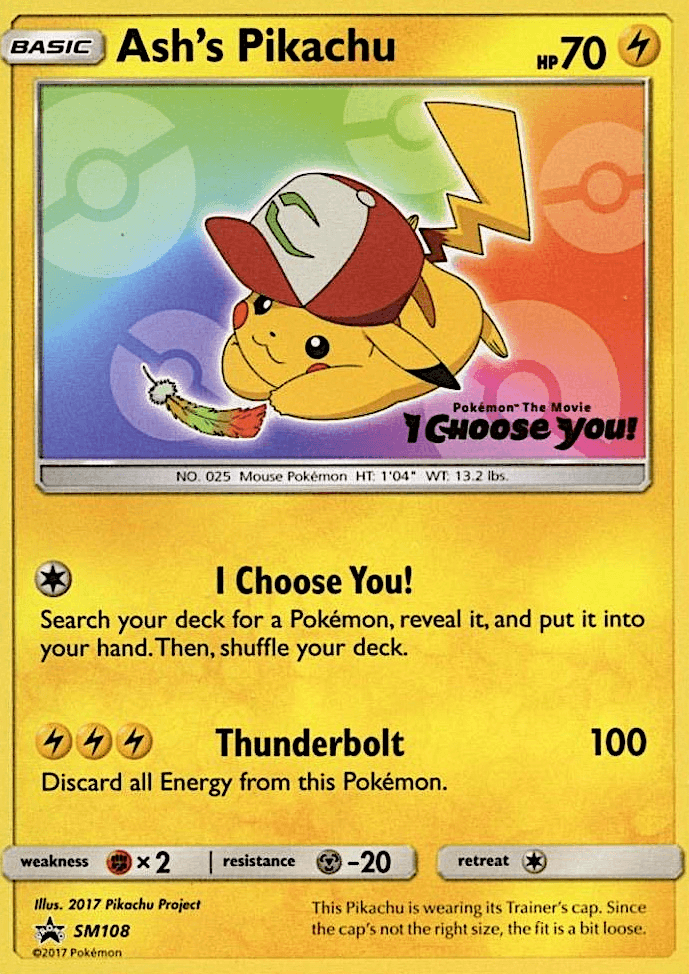 Ash's Pikachu, carta SM108 de SM Black Star Promos