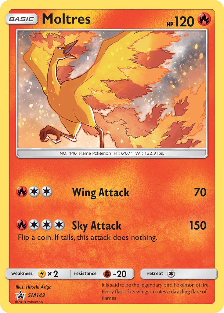 Moltres, carta SM143 de SM Black Star Promos