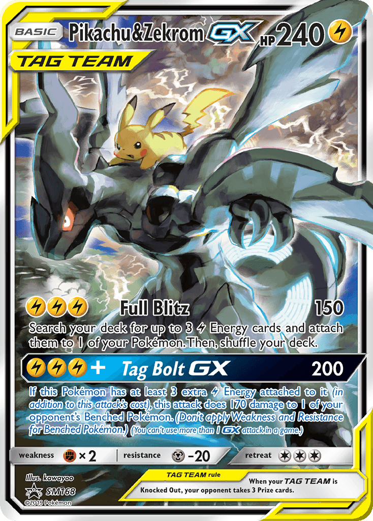 Pikachu & Zekrom GX, carta SM168 de SM Black Star Promos