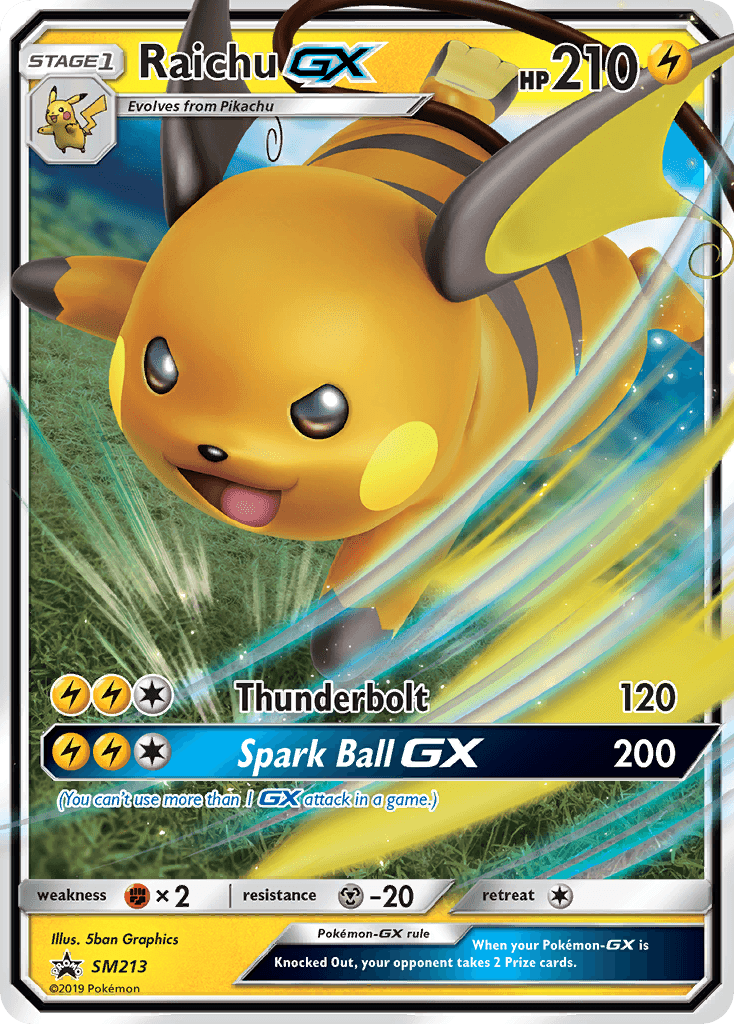 Raichu GX, carta SM213 de SM Black Star Promos