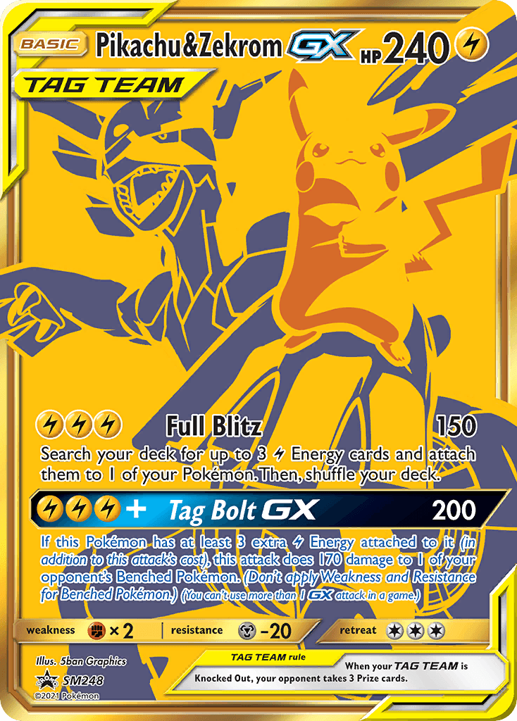 Pikachu & Zekrom GX, carta SM248 de SM Black Star Promos