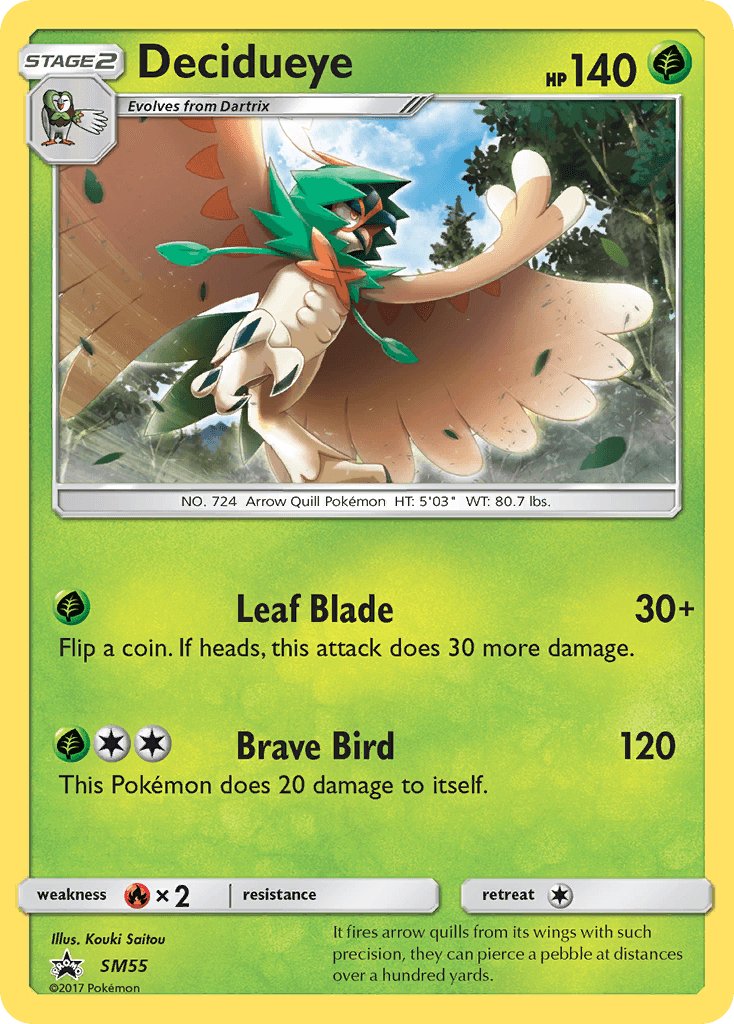 Decidueye, carta SM55 de SM Black Star Promos